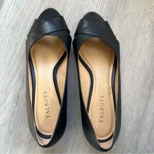 Talbots Tegan Peep-Toe Wedge Heels, size 8.5 M in black